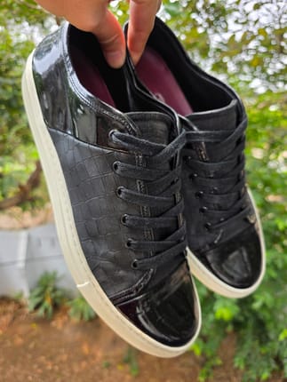 Dino Bigioni Luxury Low-Top Mixed Leather Sneaker