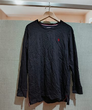 Kaos polo hitam long sleeve