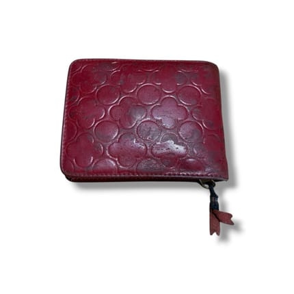 Comme des Garcons Colour Embossed B Red Leather Wallet Made