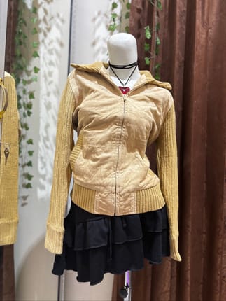 zipper jacket mix knit