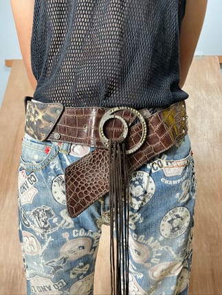 Vintage Snakeskin leopard chain christall belt