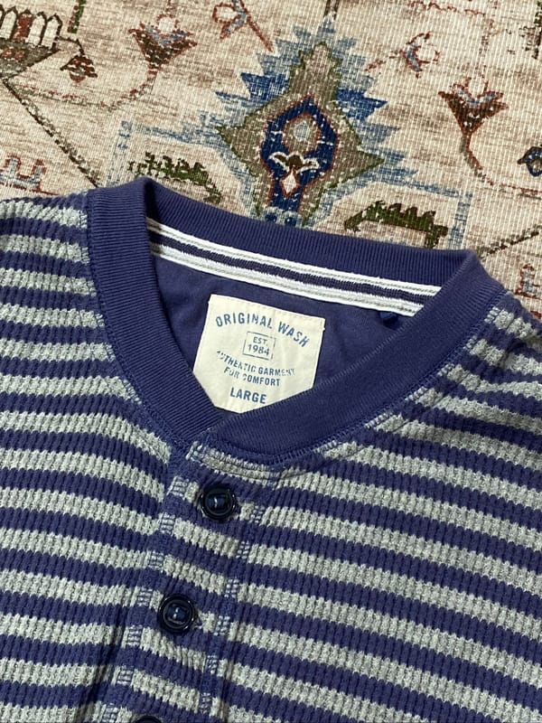 Y2k halfbutton stripe pattern oversized original wash, foto 7