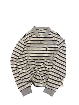 SIMPLE LIFE STRIPE POLO RUGBY BOXY LONGSLEEVE
