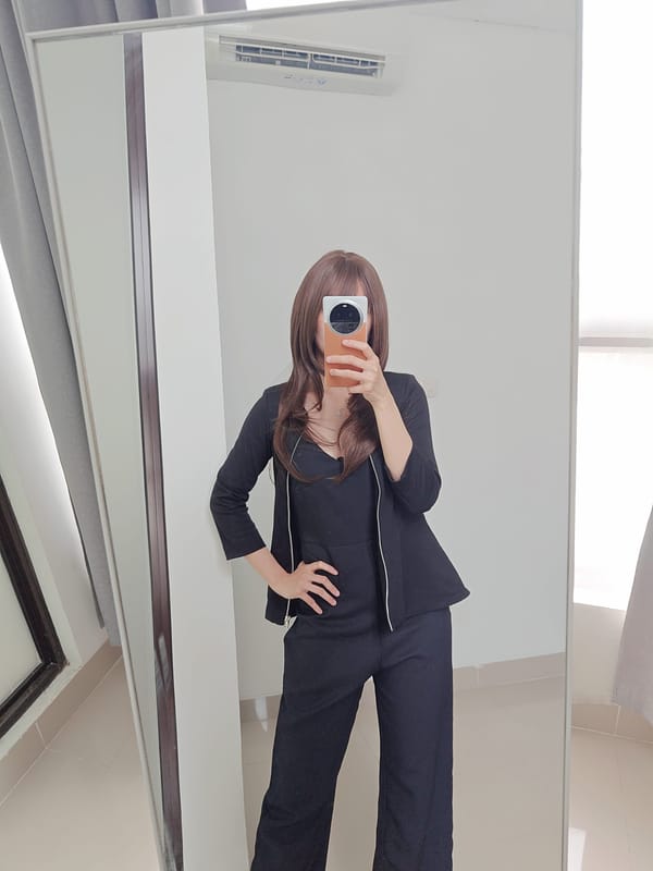 Executive blazer pinggang flare with silver zipper, foto 4