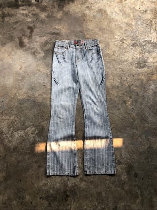 Pantomime stripe pattern semi bootcut jeans