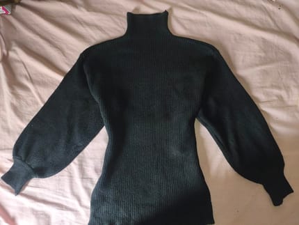 Black Ribbed Turtleneck Top