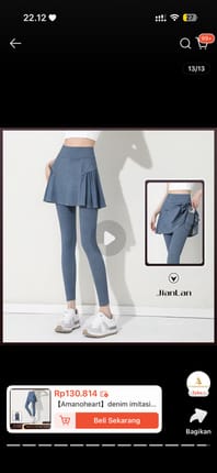 Amanohear denim Celana Rok Wanita 2-in-1 Berkantong upsize L