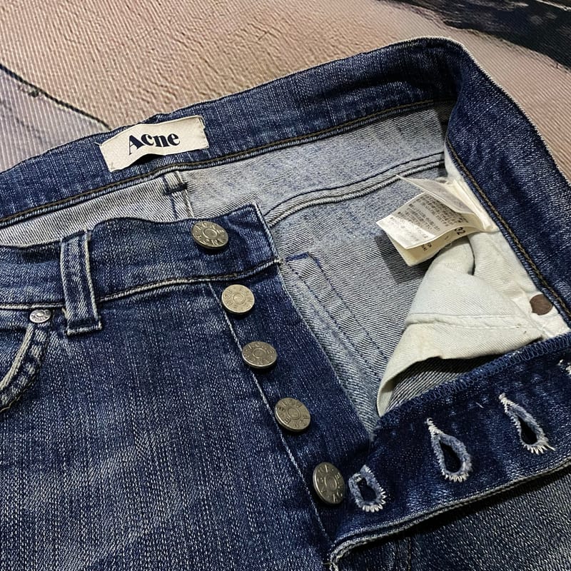Acne Studios Buttonfly Slimfit Blue Wash Jeans, foto 5