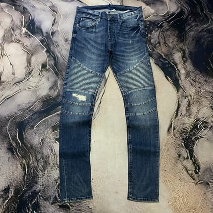 H&M Buttonfly Bikers Slimfit Dark Blue Jeans