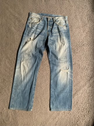Vintage 90s Levis 501 Ripped Jeans Pants Trashed Faded