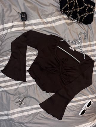 Clothes v neck blouse flare sleeve