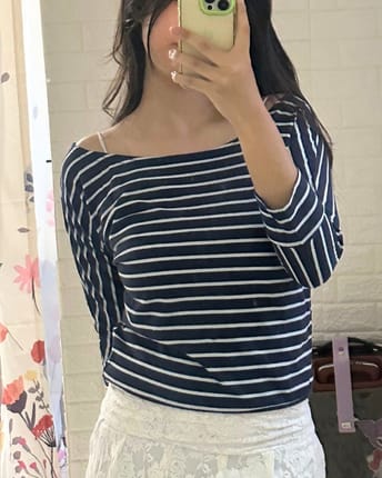 Vintge white stripped top (S)