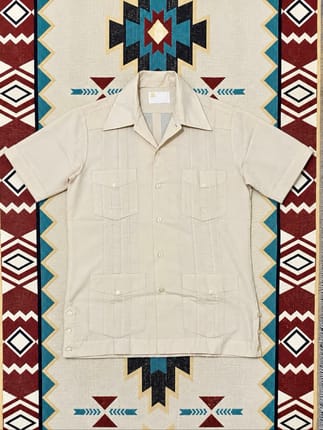 Vintage Cream Safari Shirt Short Sleeve 4 Pocket Utility Shi