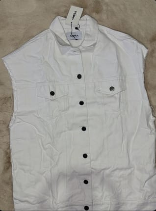 Ambra denim vest - putih