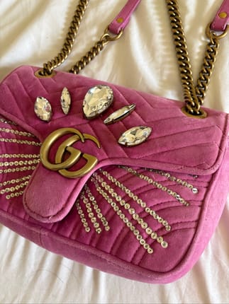 Gucci marmont velvet suede crystal