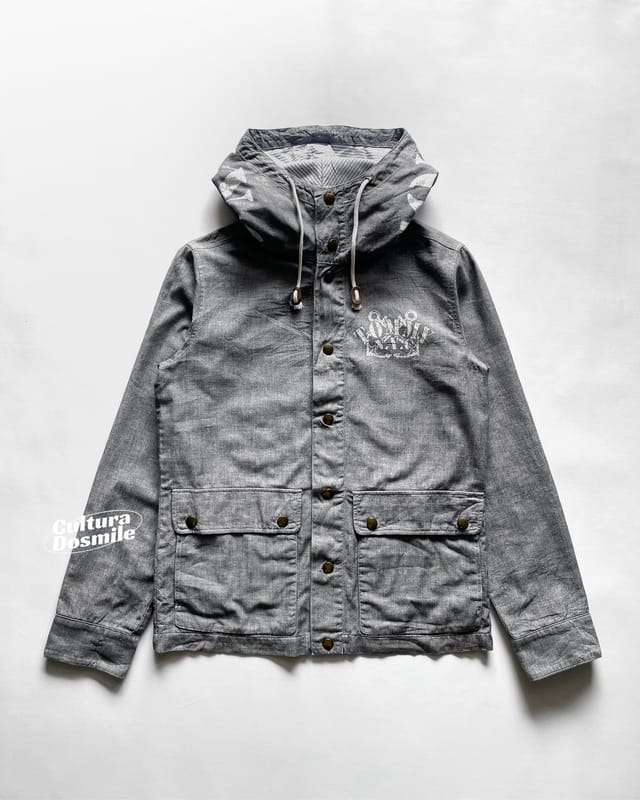 Tommy Japan Y2K Grey Chambray Hooded Utility Jacket, foto 8