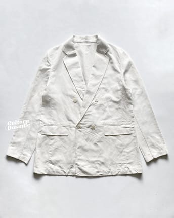 Uniqlo Modern Linen Blend White Double Breasted Blazer