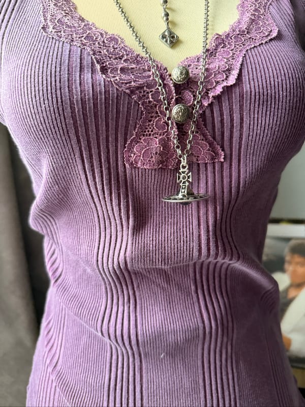 Whimsy Ribbed Lace Trim Tank Top, foto 4