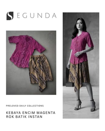 KEBAYA ENCIM MAGENTA & ROK BATIK INSTAN