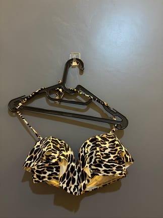 Zimmermann Leopard Print Ruffle Halter Bikini Top