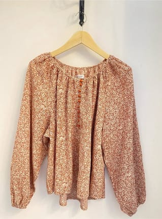 Terracotta earth floral vintage boho blouse