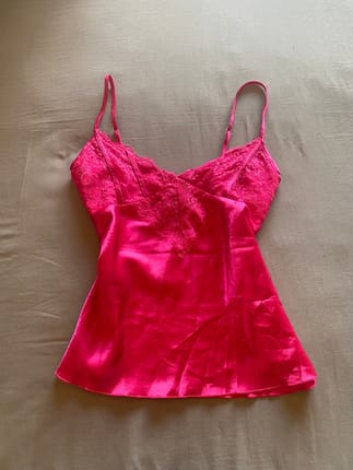 Y2k hot pink lace tank top