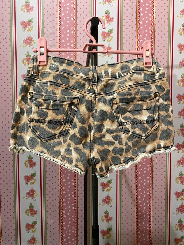 Leopard Print Contrast Denim Shorts, foto 2