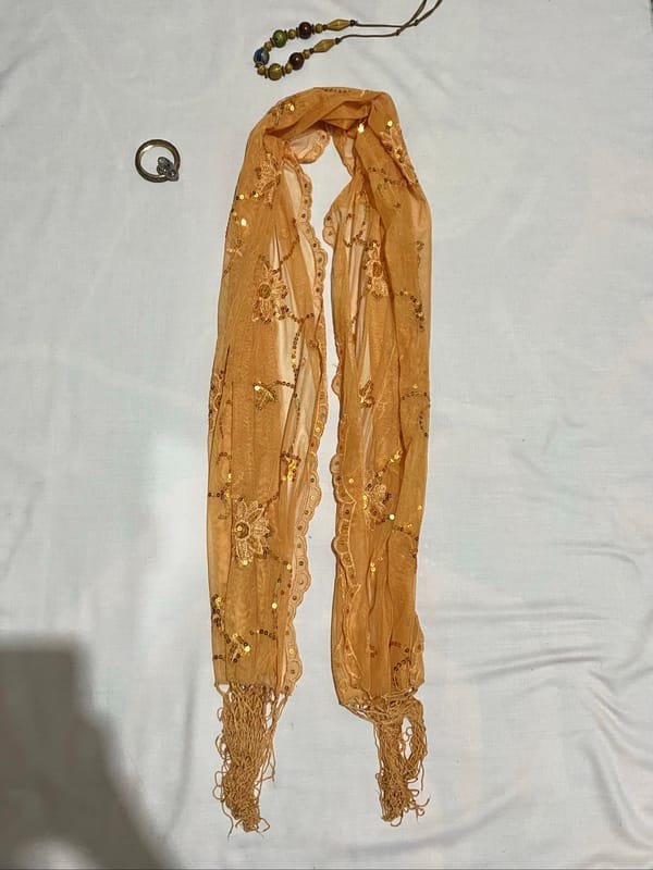 beaded syal scarf orange, foto 4