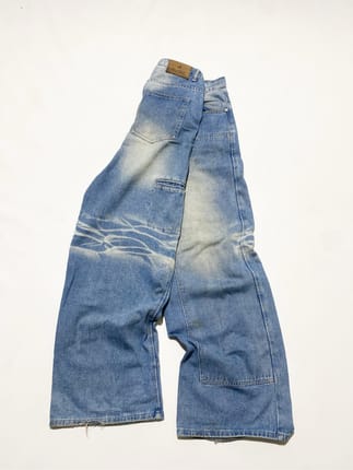 Celana panjang baggy doubel knee blue washed