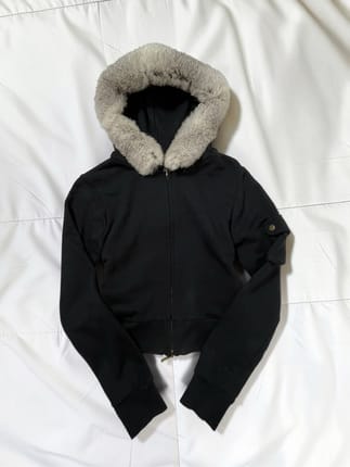spiga fur cropped zip hoodie