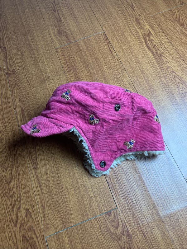 Teenie Weenie - Vintage Ear Flap Corduroy Pink Hat Y2K Style, foto 2