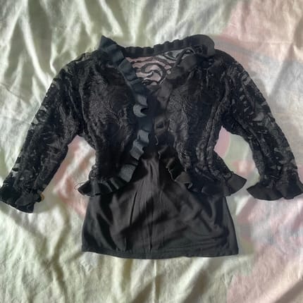 buy 2 get 1 black floral lace outer and backless tanktop