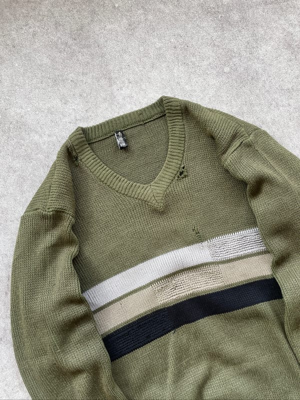 Distressed worn green Knit army style, foto 6
