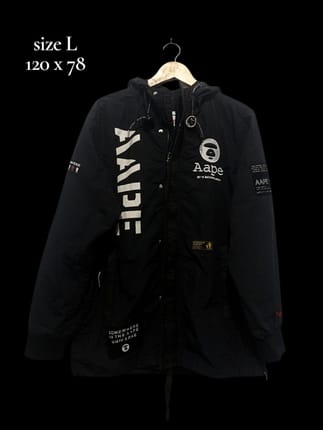 jaket windbreaker aape bape hitam sz L