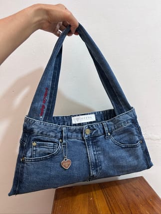 REWORKED BAG FROM ORIGINAL GUESS JEANS tas denim tote