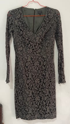 BR Monogram CHARCOAL LACE LINED DRESS