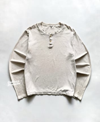 Uniqlo Y2K Broken White Layered Long Sleeve Henley Shirt