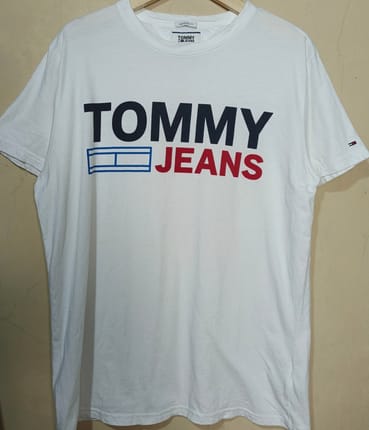 Kaos Tommy jeans big logo putih L XL