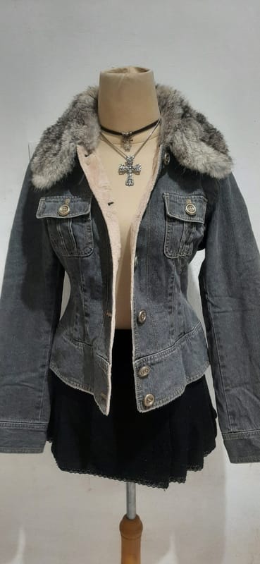 y2k fur denim jacket, foto 8