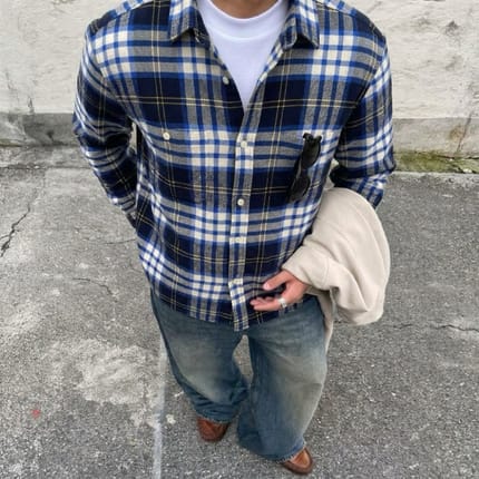 H&M Plaid Flannel Shirt Size Fit L