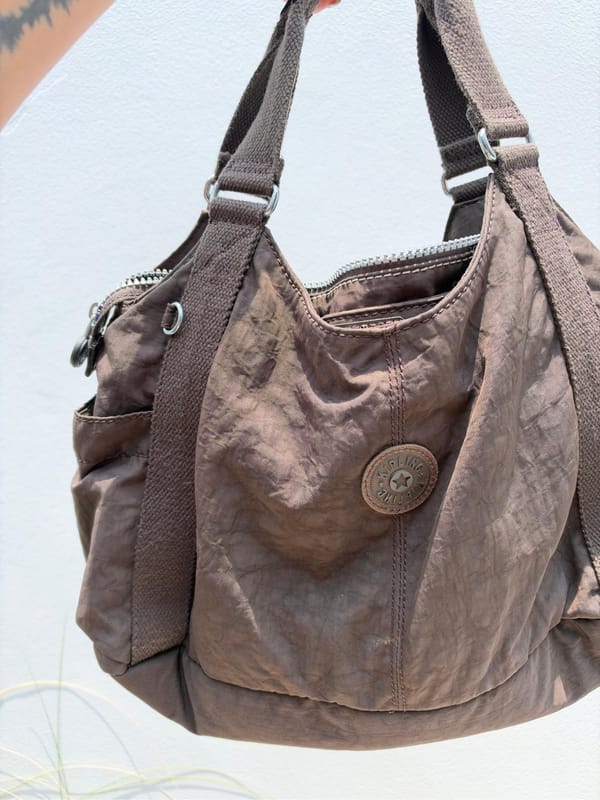Kipling Brown Crinkle Nylon Shoulder Bag, foto 2