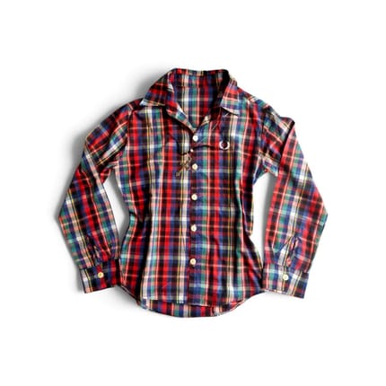 Vintage Plaid Fred Perry Style Button-Up Shirt