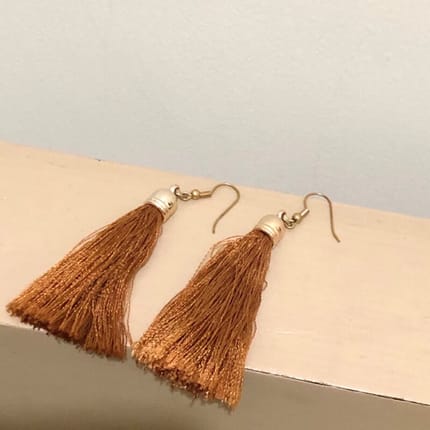Anting Panjang Tassel Coklat Brown Earrings