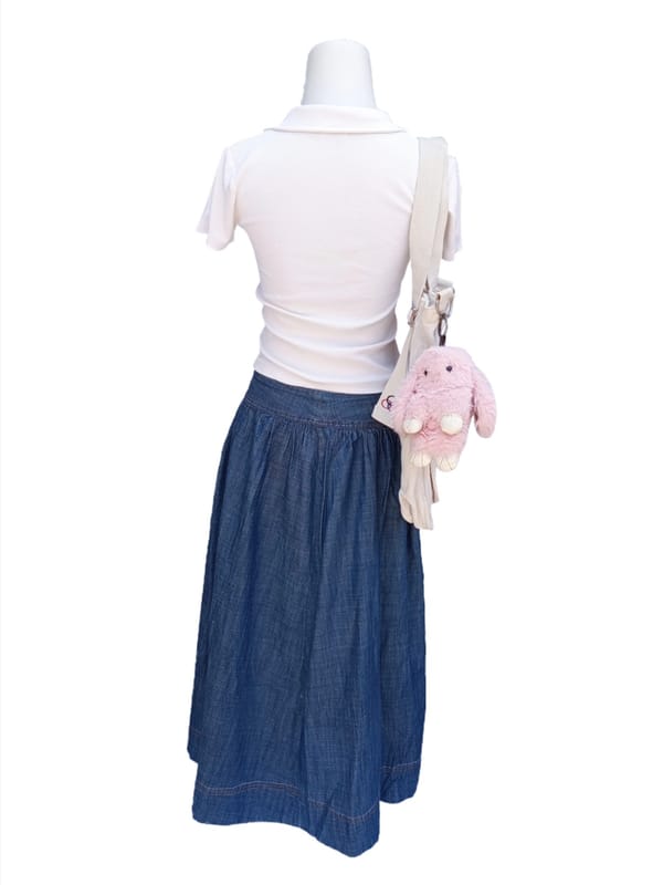 Dada Blue Soft Denim Midi Skirt, foto 3