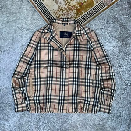 Vintage Burberry London Nova Check Zip Jacket Beige Plaid