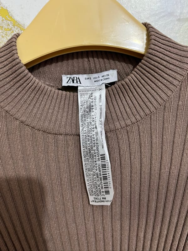 ZARA Ribbed Knit Top Open Back – Cokelat, foto 7