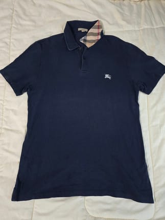 Burberry Original Polo Shirt Navy Nova Check
