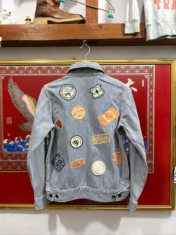 GOTHAM 2000s Patched Hickory Stripe Work Jacket, foto 6
