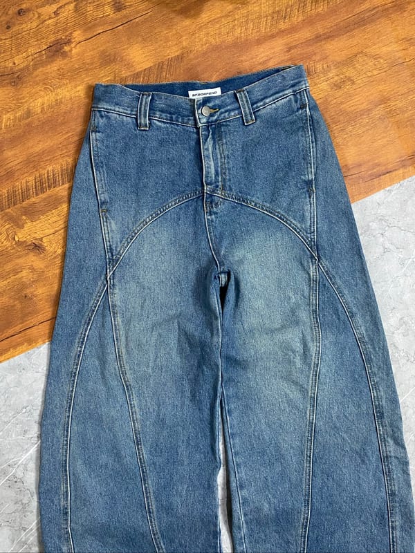 Blue wash denim pecah pola BORFEND, foto 3