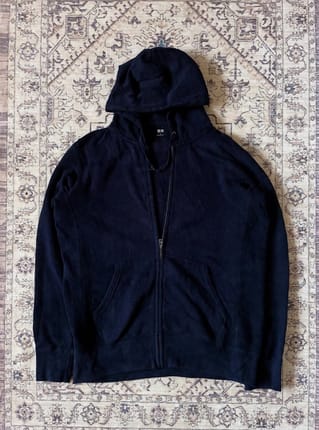 hoodie uniqlo biru navi